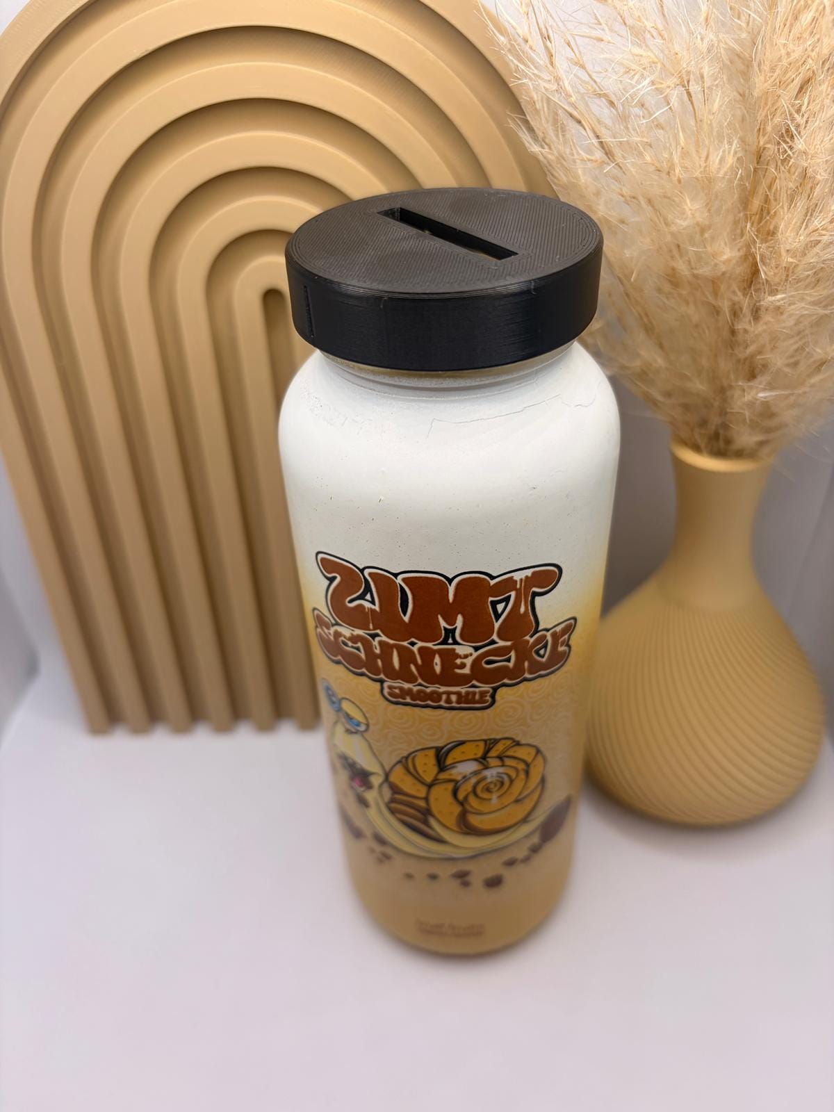Spardosen Deckel für Smoothie Flaschen (250ml) Twist off 43 – kompatibel mit True Fruits – 3D Druck Münzschlitz Aufsatz Upcycling Geschenk
