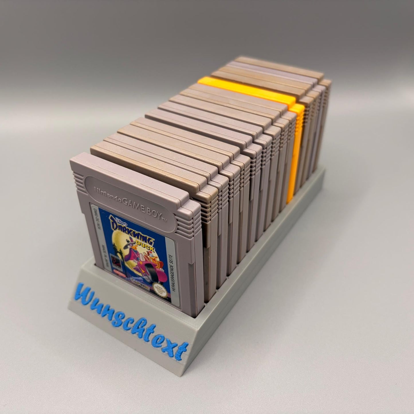 Aufsteller für Spiele, kompatibel mit Nintendo Gameboy Classic, Color, Advance | Halter für Gameboy Spiele | für 15 Cartridges | Wunschtext