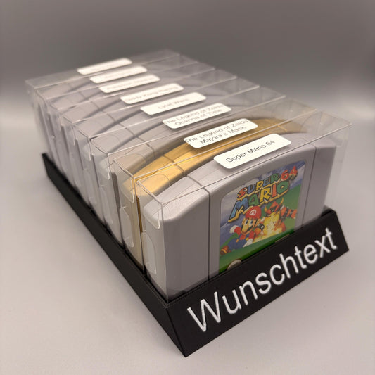 Ständer kompatibel mit N64 Spielen in 0,3mm Schutzhülle | Display Holder für Nintendo 64 Cartridges | Personalisiert & 3D-Druck