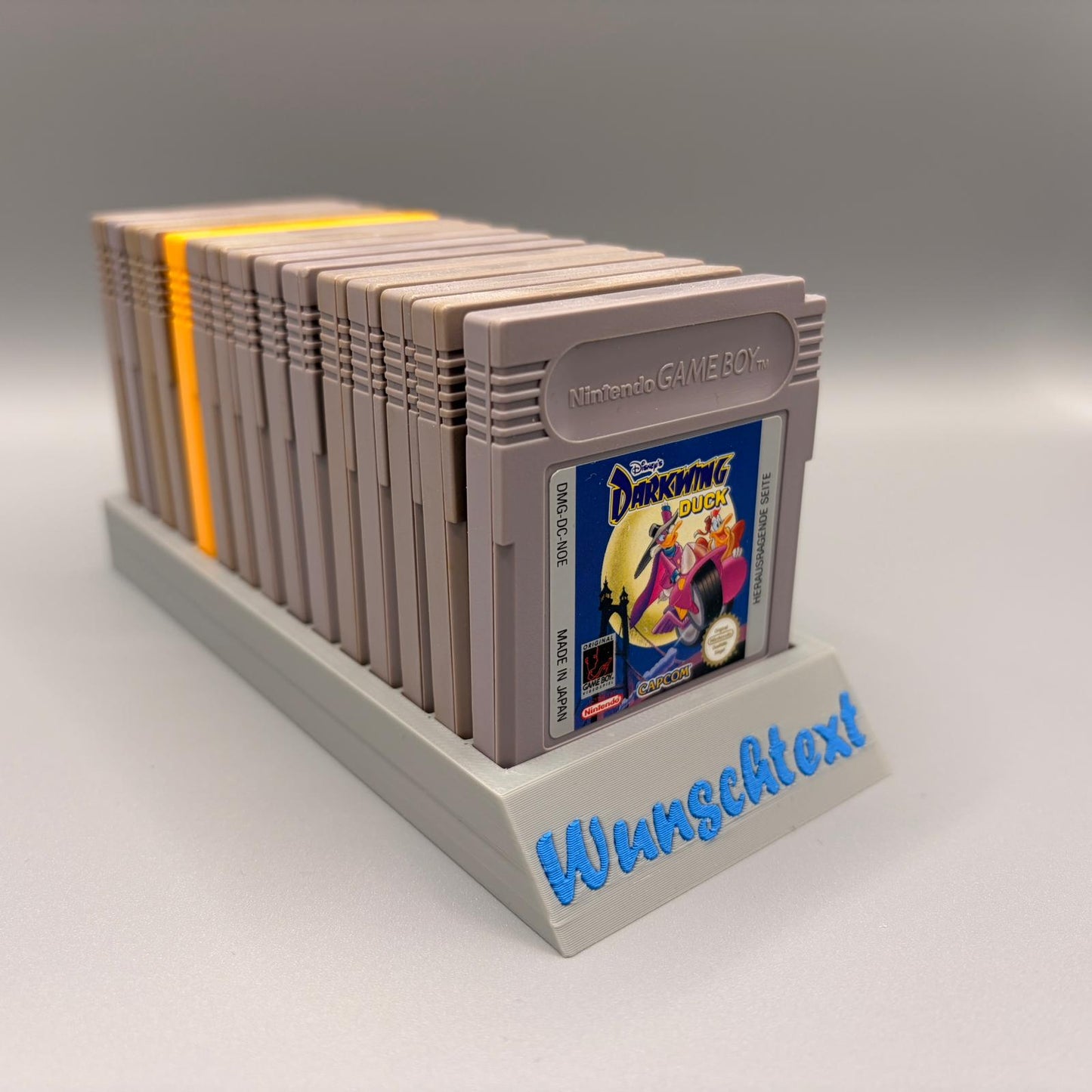 Aufsteller für Spiele, kompatibel mit Nintendo Gameboy Classic, Color, Advance | Halter für Gameboy Spiele | für 15 Cartridges | Wunschtext