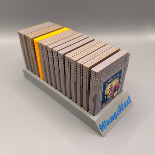 Aufsteller für Spiele, kompatibel mit Nintendo Gameboy Classic, Color, Advance | Halter für Gameboy Spiele | für 15 Cartridges | Wunschtext