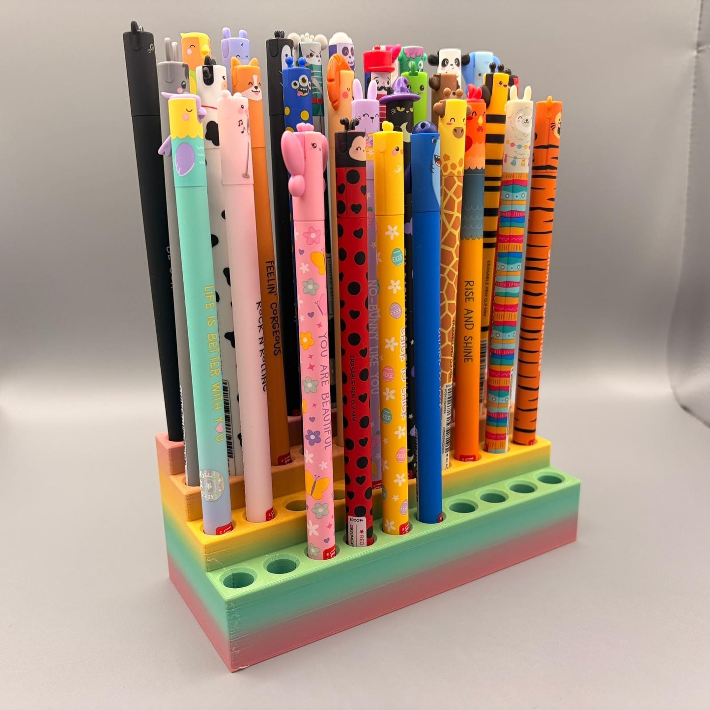 Sonderfarbe | platzsparender Stiftehalter kompatibel mit Legami Stifte | radierbare Legami Stifte | für 40 Stifte | Farbe Rainbow