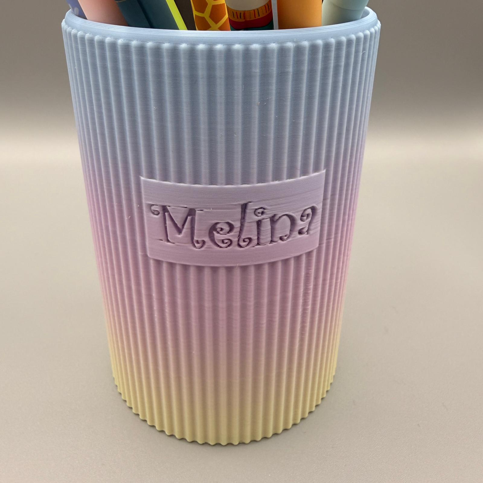 Stiftehalter grobe Rippen Pastell Regenbogen – Kompatibel mit Legami – Personalisierter Stiftebecher 3D Druck – Schreibtisch Organizer