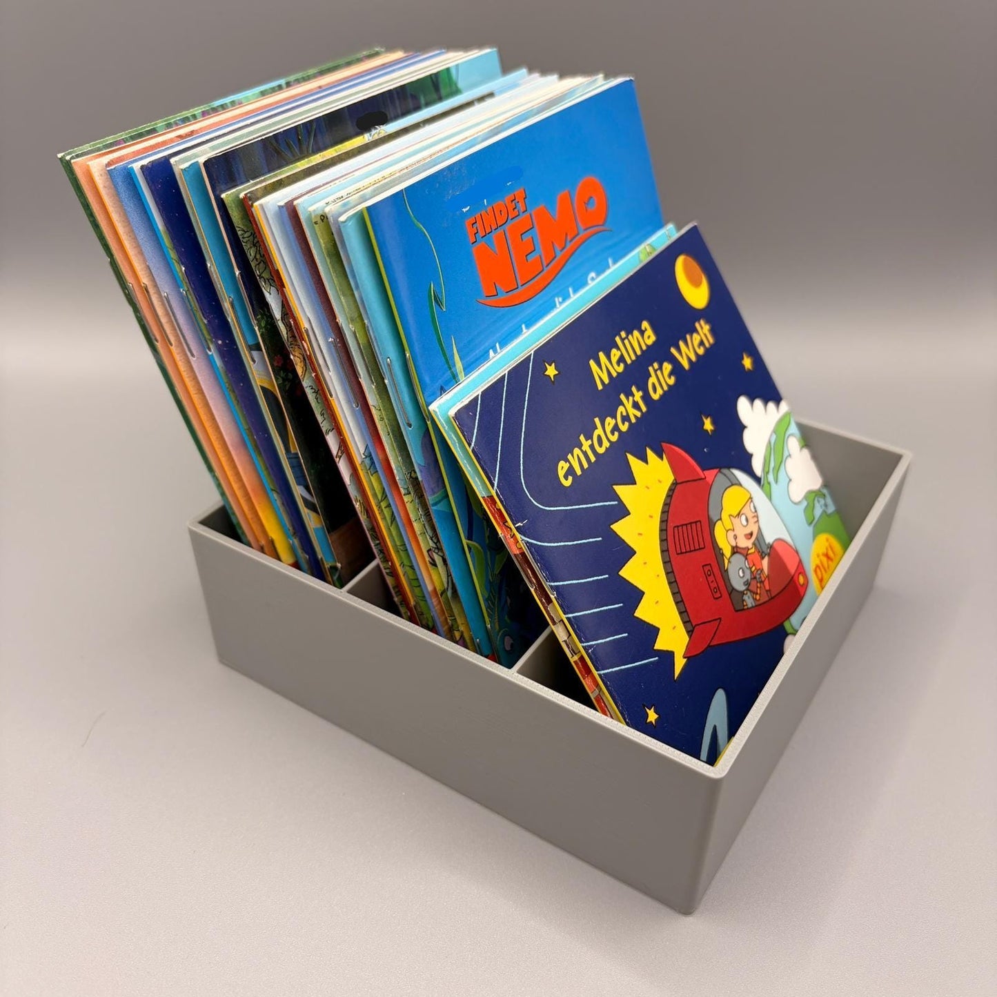 Bücher Aufbewahrung | Aufbewahrungsbox | kompatibel mit Pixi Bücher, Nelson Bücher & andere Mini-Bücher | Wunschfarbe |ca 15 Bücher pro Fach