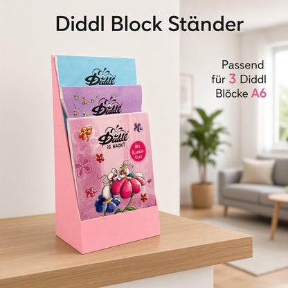 Diddl Block Ständer für 3 Diddl Blöcke A6 | Halterung bzw. Aufsteller zur Aufbewahrung von Diddl Blöcken | Farbe wählbar