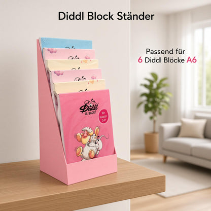 Diddl Block Ständer für 6 Diddl Blöcke A6 | Halterung bzw. Aufsteller zur Aufbewahrung von Diddl Blöcken | Farbe wählbar