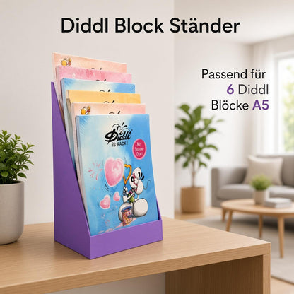 Diddl Block Ständer für 6 Diddl Blöcke A5 | Halterung bzw. Aufsteller zur Aufbewahrung von Diddl Blöcken | Farbe wählbar