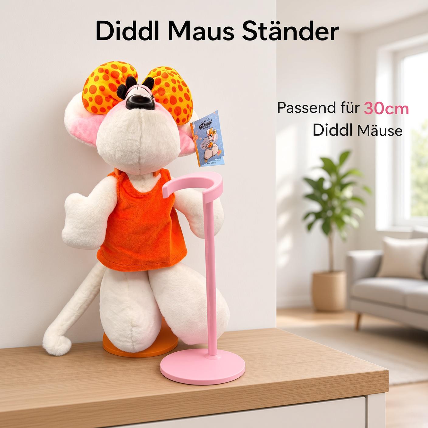 Halter für 30cm Diddl Maus Plüschtiere | Diddl Aufsteller | Kompatibel mit Plüschtieren aus 90er/2000er und Diddl is back | Farbe wählbar