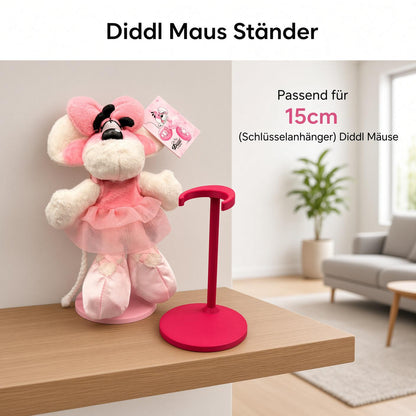 Halter für 15cm Diddl Maus Schlüsselanhänger Plüschtiere | Kompatibel mit Plüschtieren aus 90er/2000er und Diddl is back | Farbe wählbar